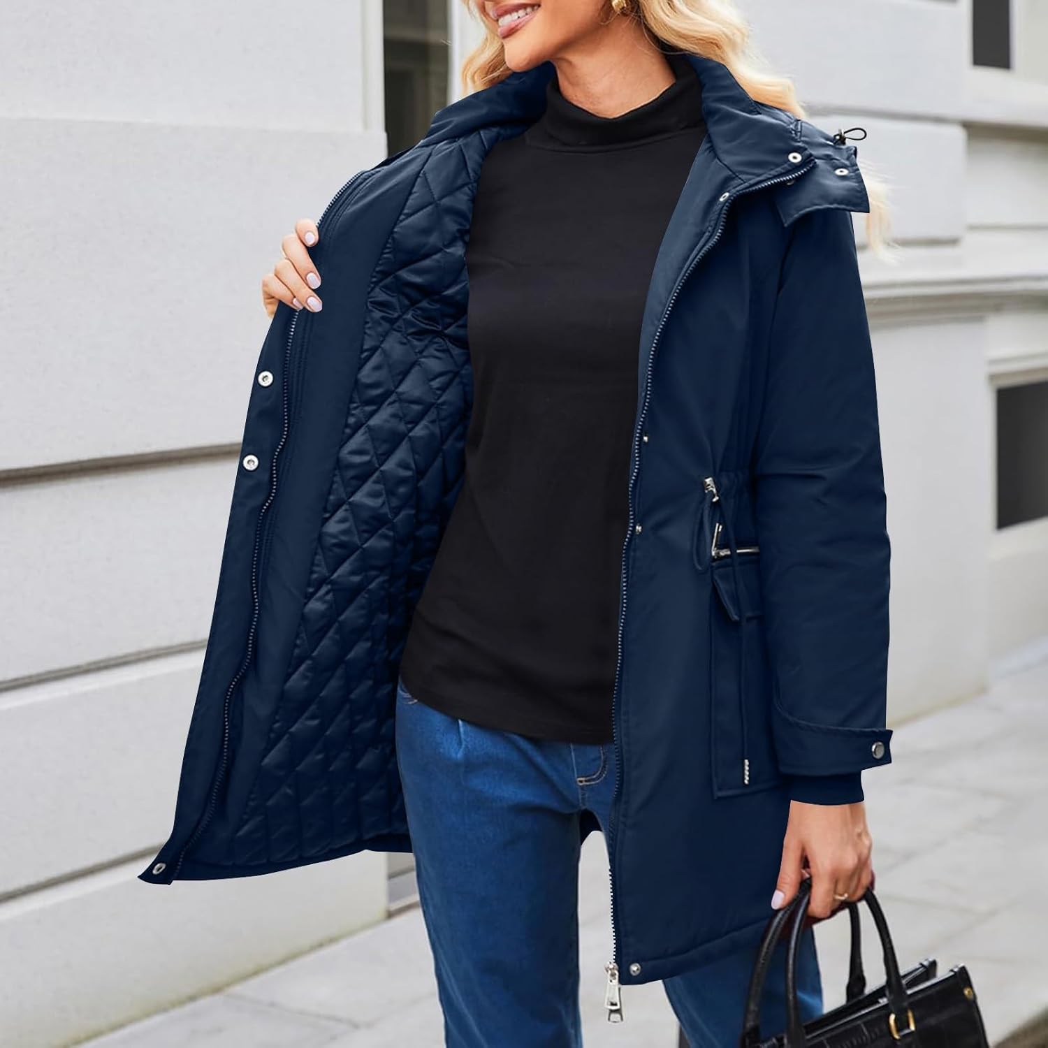 PBNBP Womens 3-in-1 Maternity Puffer Coats Winter Warm Quilted Lined Parka Water-Resistant Babywearing Hooded Jackets