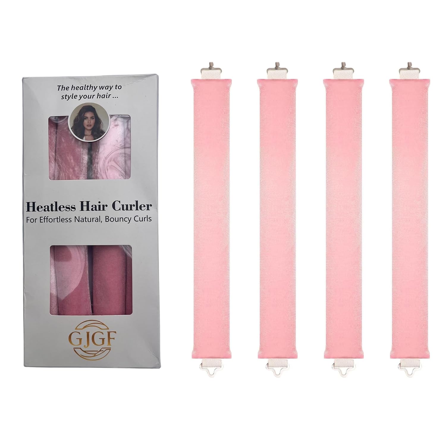 Heatless Hair Curler, Velvet Rollers for Effortless Bouncy Curls, Overnight Styling, All Hair Types, 4 Count (brown)