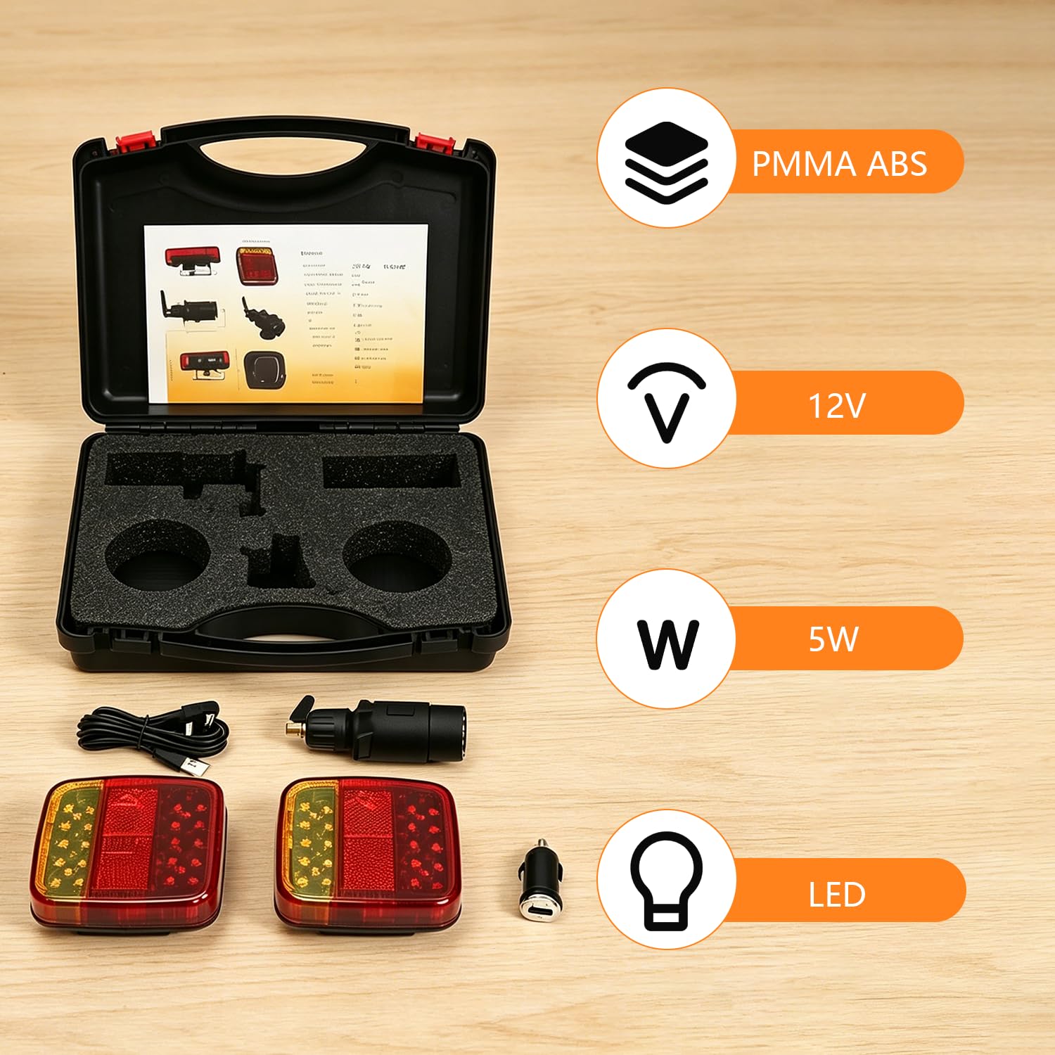 Anhänger Rückleuchten Kabellose, Magnetische Beleuchtungs LED Set mit 7 Pin Stecker, Rücklicht Anhänger Set mit Blinker, Bremslicht, Positionslicht & Kennzeichenlicht für LKW, Traktor, Wohnwagen