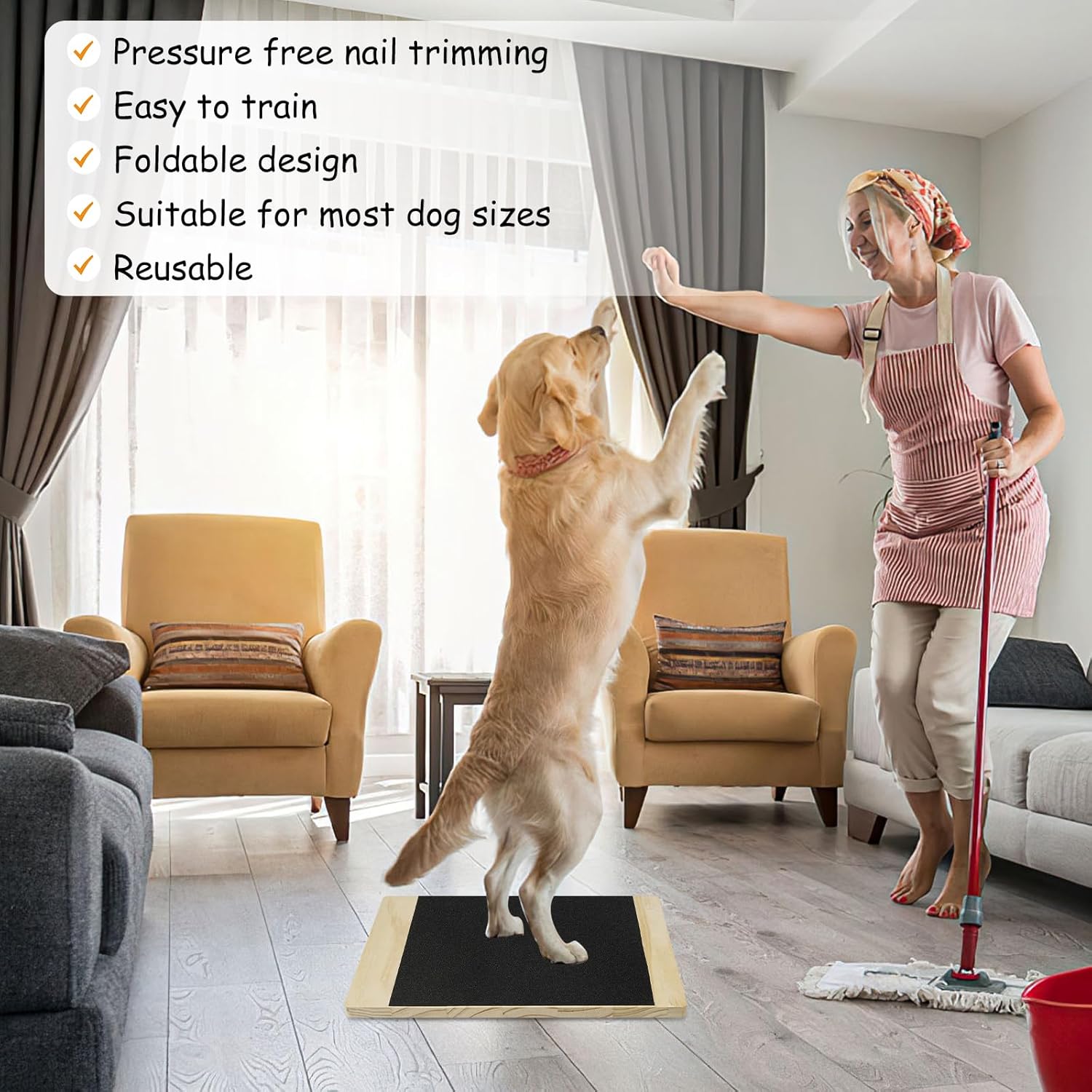 review Adjustable Dog Nail Scratch Pad, Bamboo Wood, Sandpaper Included