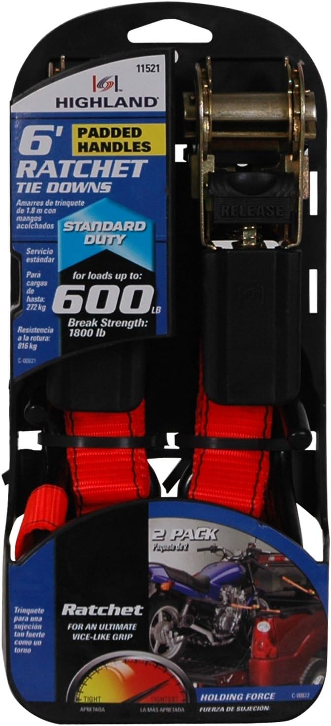 Highland 11521-4PK Ratchet Tie Down, 2 Piece (1" X6')
