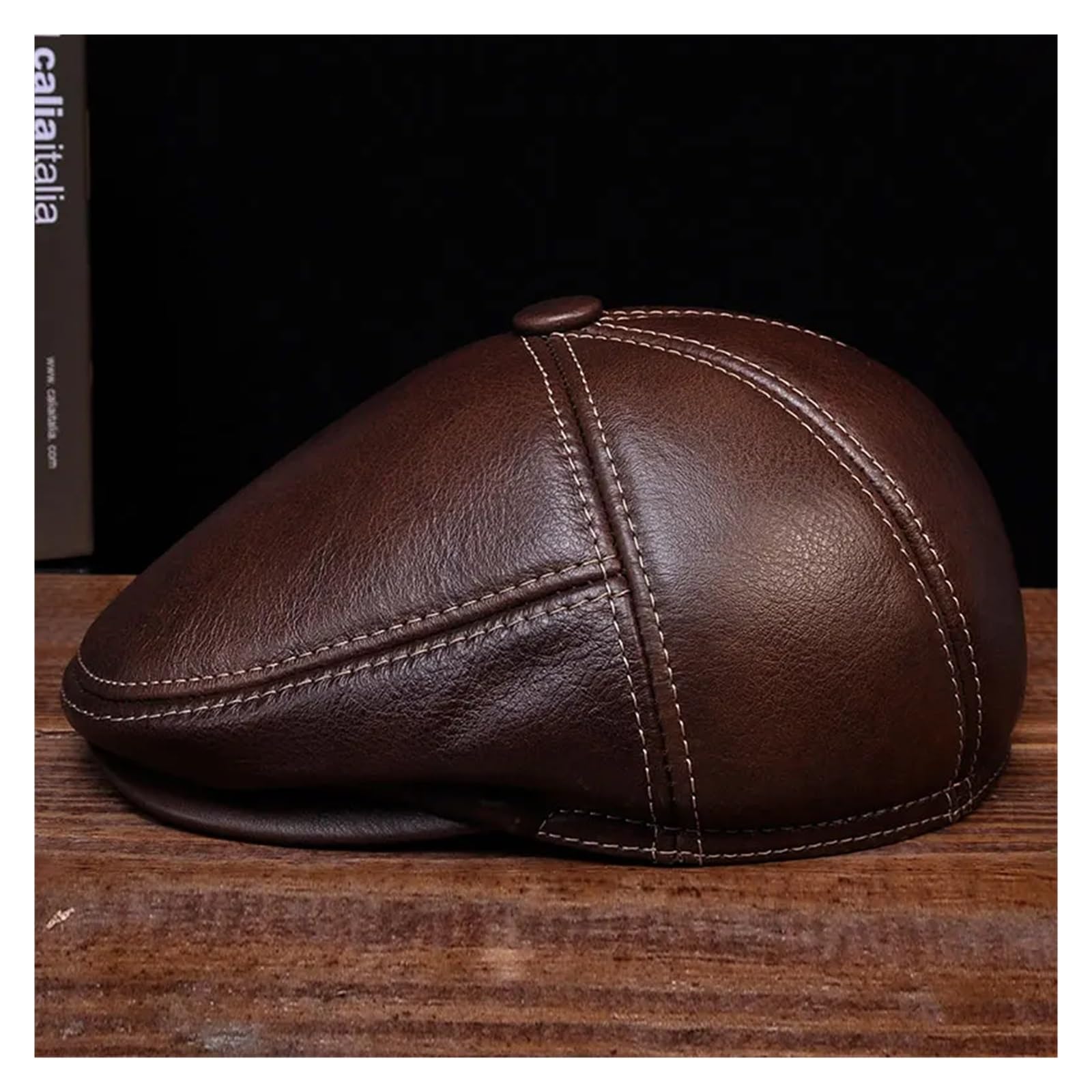 HL027 New Design Men's 100% Genuine Leather Cap/Newsboy/Beret/Cabbie Hat