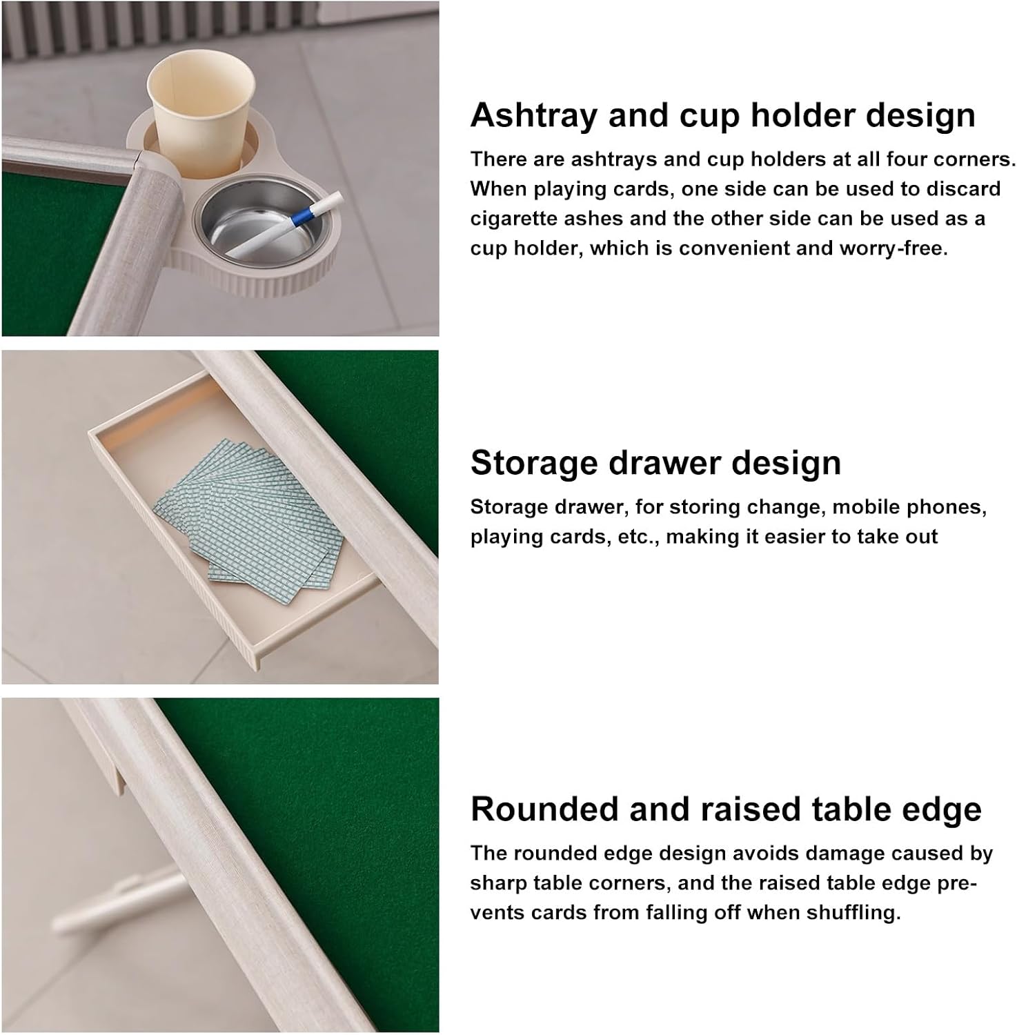 Foldable Maong Table with Cup Holders & Chairs - Wear-Resistant PVC Card Table for Dominoes & Games - Portable & Durable Indoor/Outdoor Use