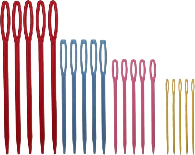 20 Pieces Large Eye Plastic Sewing Needles, Big Eye Stitching Needles 4cm/5.7cm/6.9cm/9.2cm Lacing Weaving Needles for Craft, DIY and Knitting