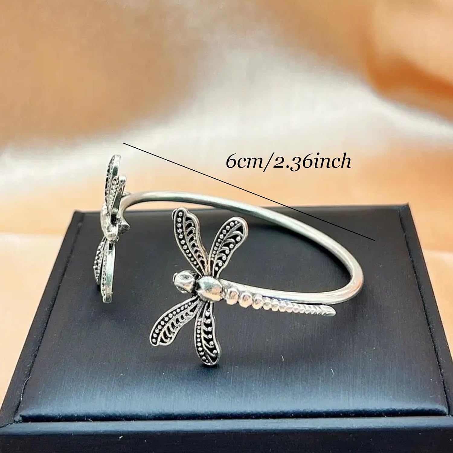 Silver Cuff Bracelet for Women Dragonfly Charm Open Cuff Bangle Silver Plated Non Tarnish Vintage Boho Jewelry Wedding Party Gifts for Birthday
