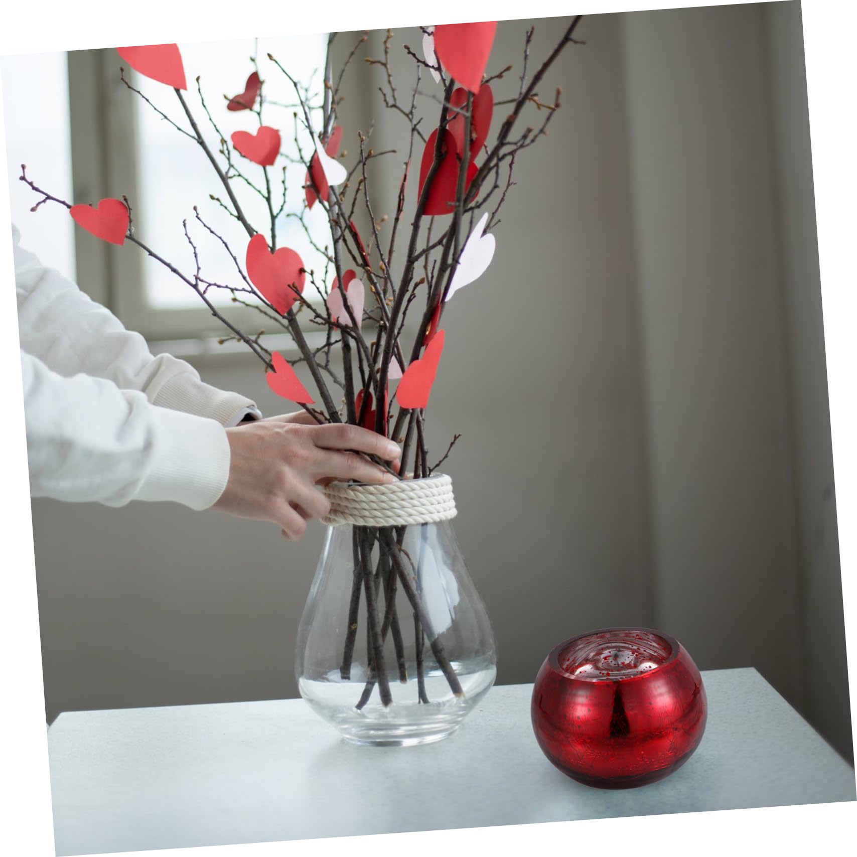 Portavelas de Té de Vidrio Rojo para Hogar, Decoración Creativa | Cristal, Ambiente Relajante, Opción para Obsequio y Elaboración de Velas Aromáticas