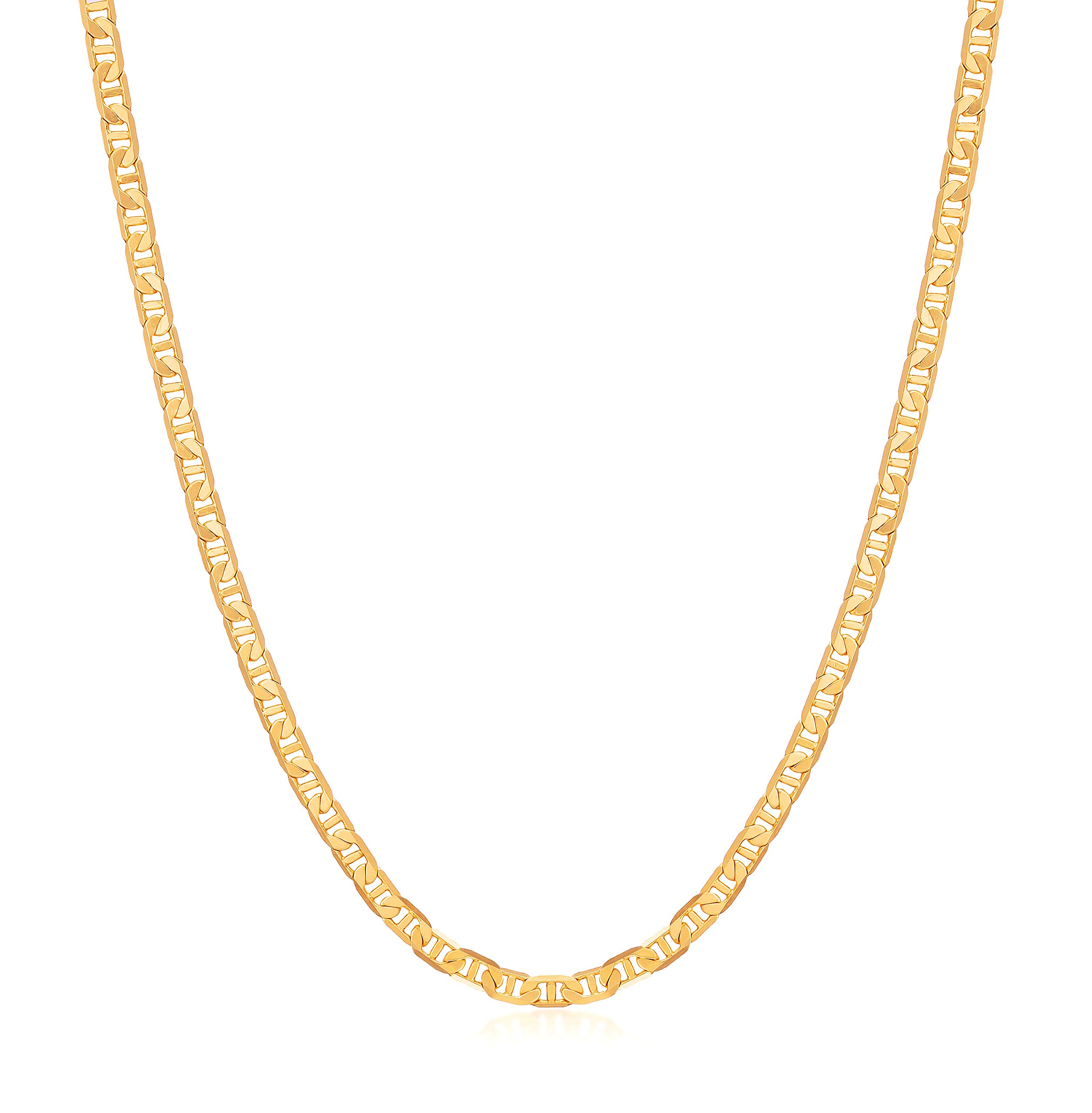 Barzel18K Gold Plated Mariner Chain Necklace for Women, Flat Marina Gold Necklace