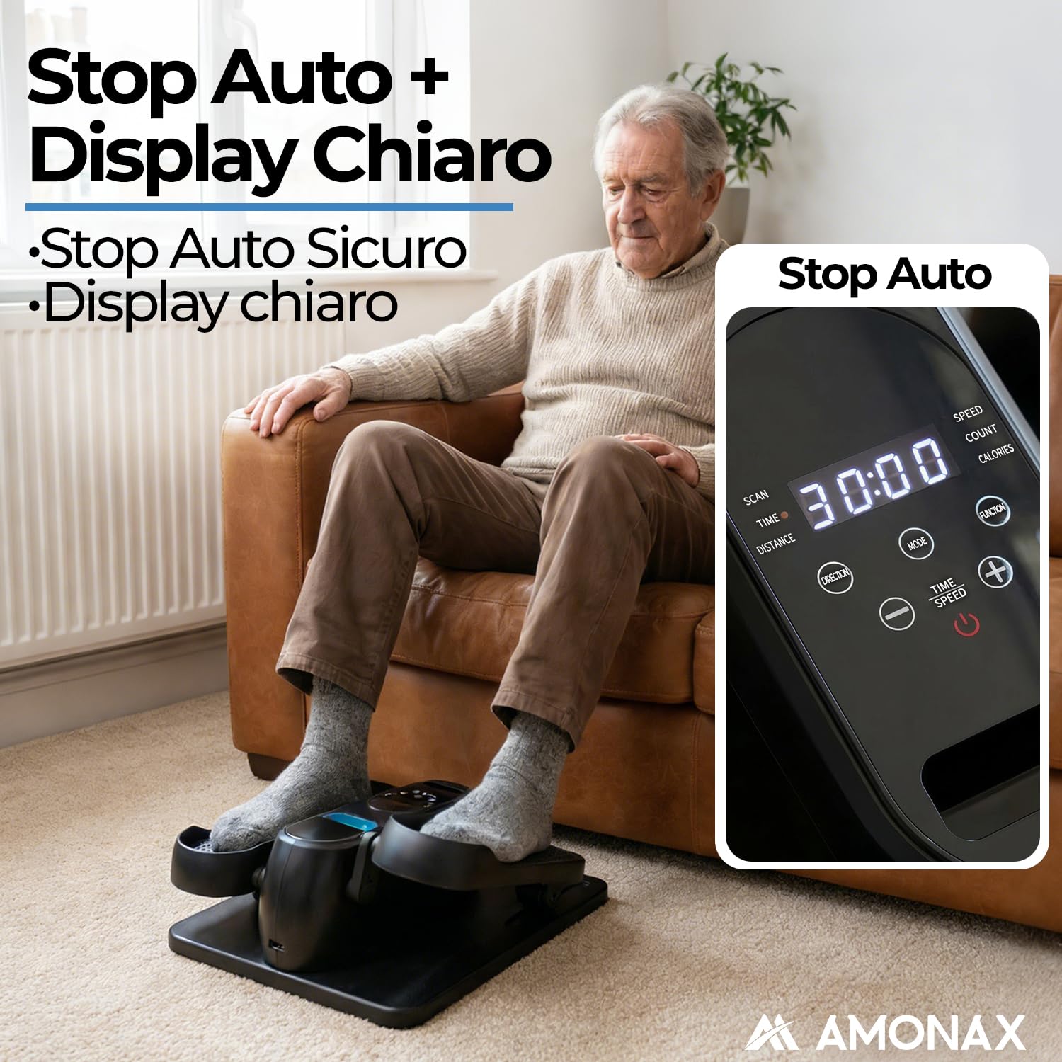 Amonax Motorizzato Macchina Ellittica, Ellittica Da Casa Seduta, Pedaliera Elettrica per Riabilitazione, Cardio Cyclette Ellittica, Mini Cyclette Pedaliera Elettrica Pedaliera per Anziani