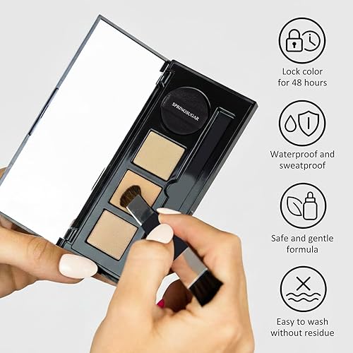 Miniatura 8 de Tinte de cabello para retoque de raíz, polvo de línea capilar mezclable de 3 colores para cobertura de canas, cobertura de raíces y bordes