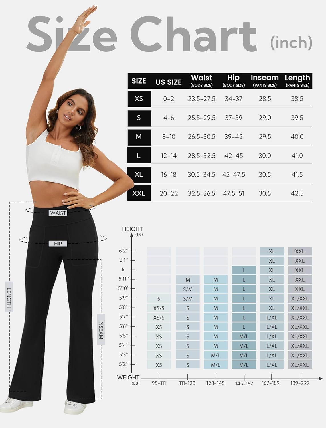 Flare Leggings for Women High Waisted Yoga Pants with Pockets Workout Gym Work Tummy Control Bootcut Leggings - Image 6