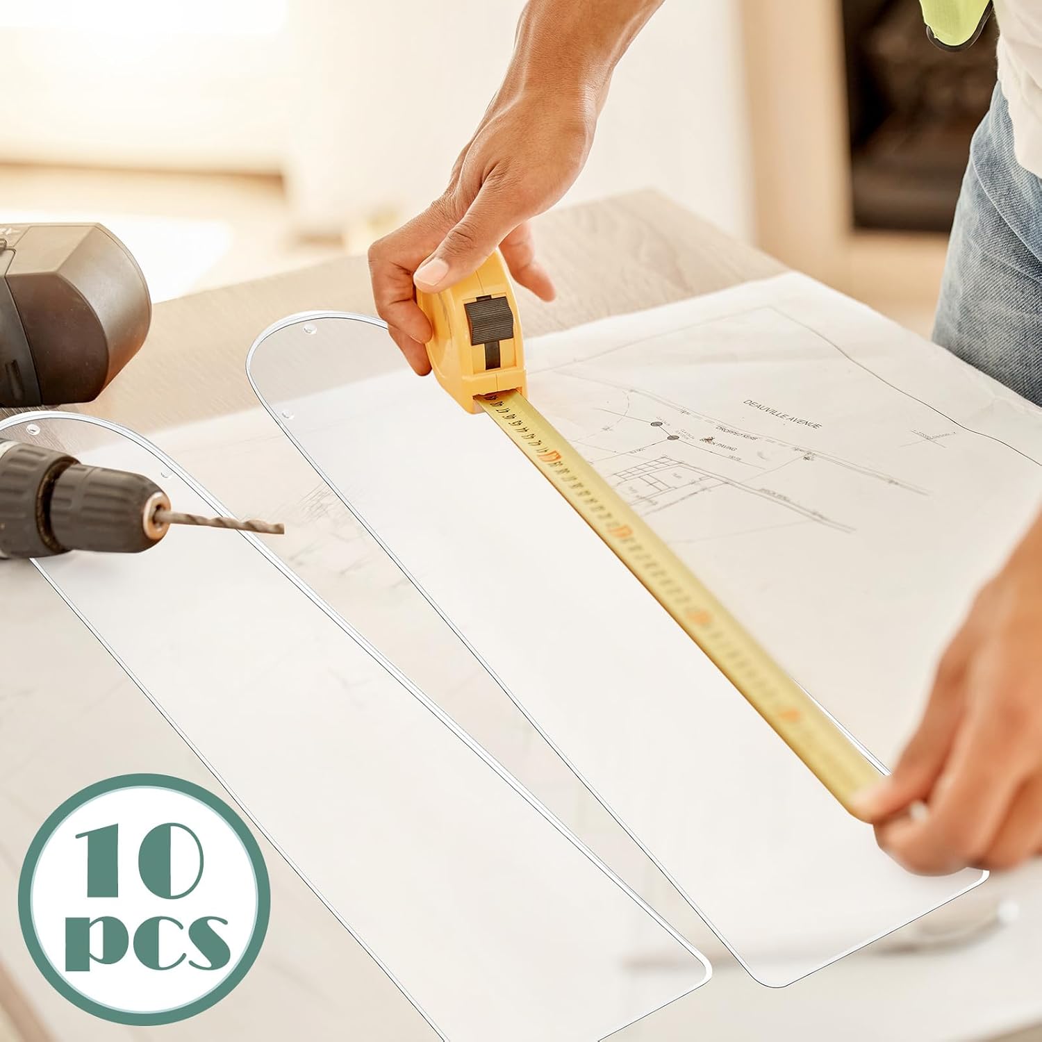 10 Pcs 16-1/2'' Ceiling Fan Blades for 42" Clear Acrylic Ceiling Fan Blades Replacement Universal Substitution for Indoor Outdoor Replacement Use (Flat Head)