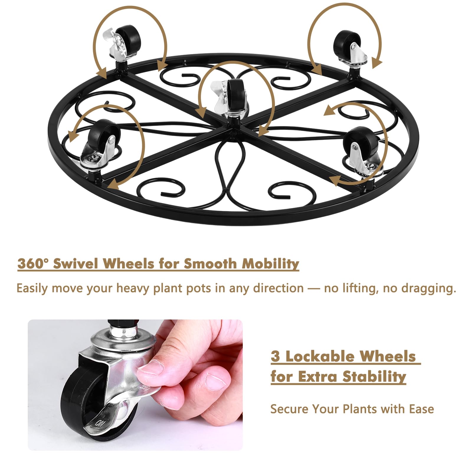 Rolling Plant Caddy - Heavy Duty Plant Stand with Wheels -5 Rolling Plant Caddy - Heavy Duty Plant Stand with Wheels -5