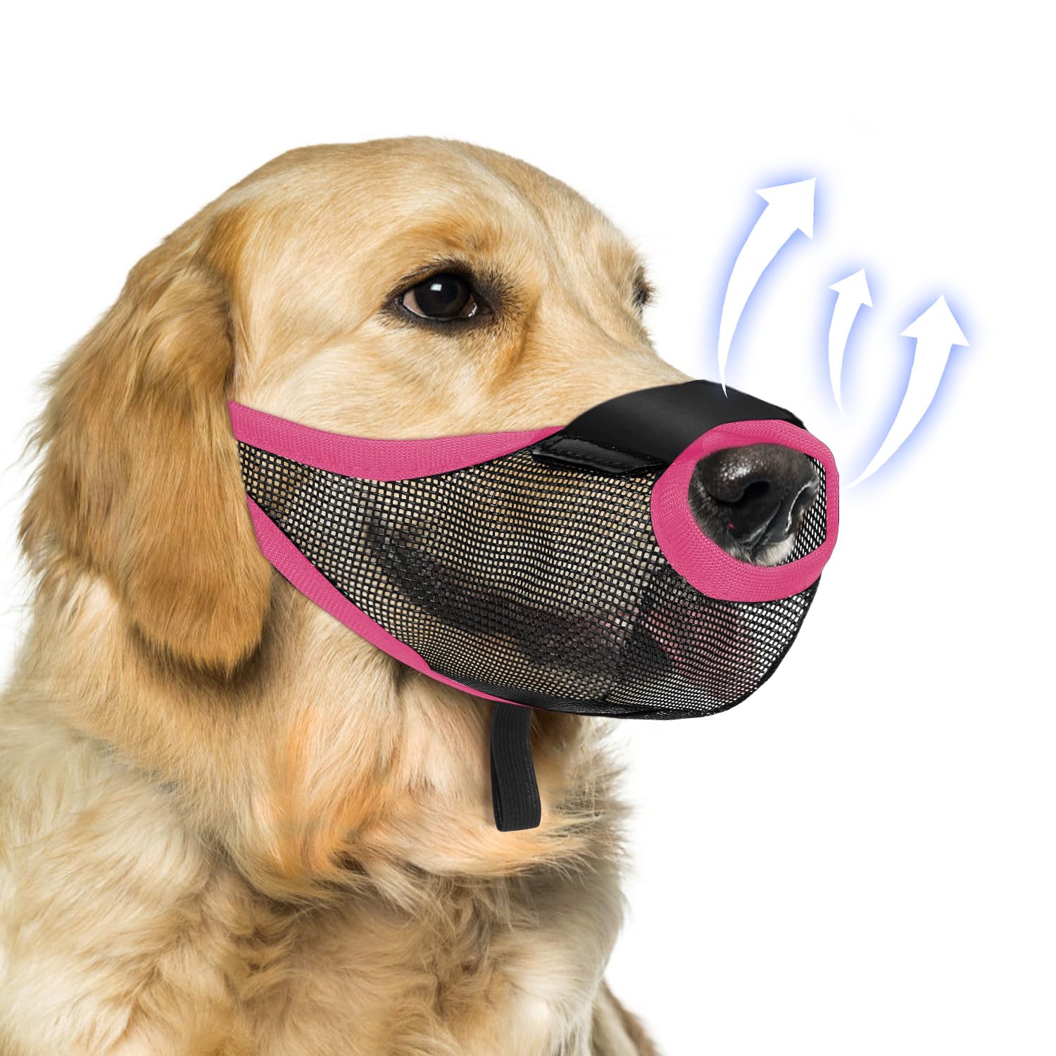 NOWAWEVE Soft Air Mesh Dog Muzzle, Front Opening, XL, Blue