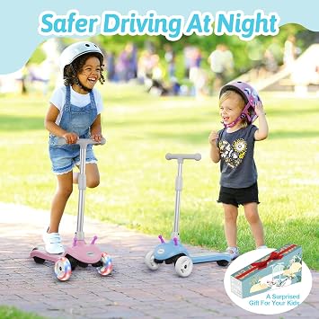 Kids Kick Scooter, Colorful Lights Electric Scooter for Kids Ages 3-8 6-14