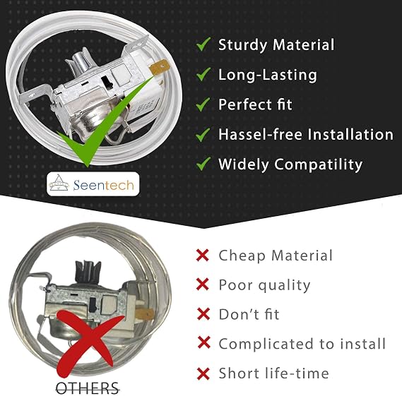 UPGRADED 2198202 Refrigerator Cold Control Thermostat by Seentech Easy to Install - Exact Fit for Whirlpool,Kenmore Refrigerator - Replaces Part Numbers: WP2198202 2161284 2198201 PS11739232 AP6006166