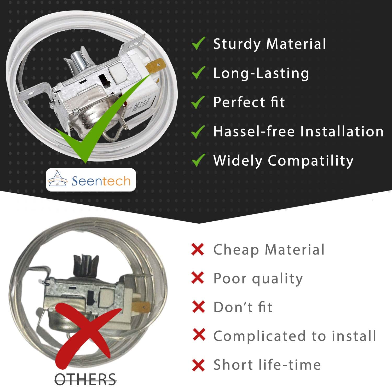 Lifetime 2198202 Refrigerator Cold Control Thermostat by Seentech Easy to Install - Exact Fit for Whirlpool,Kenmore Refrigerator - Replaces Part Numbers: WP2198202 2161284 2198201 PS11739232 AP6006166