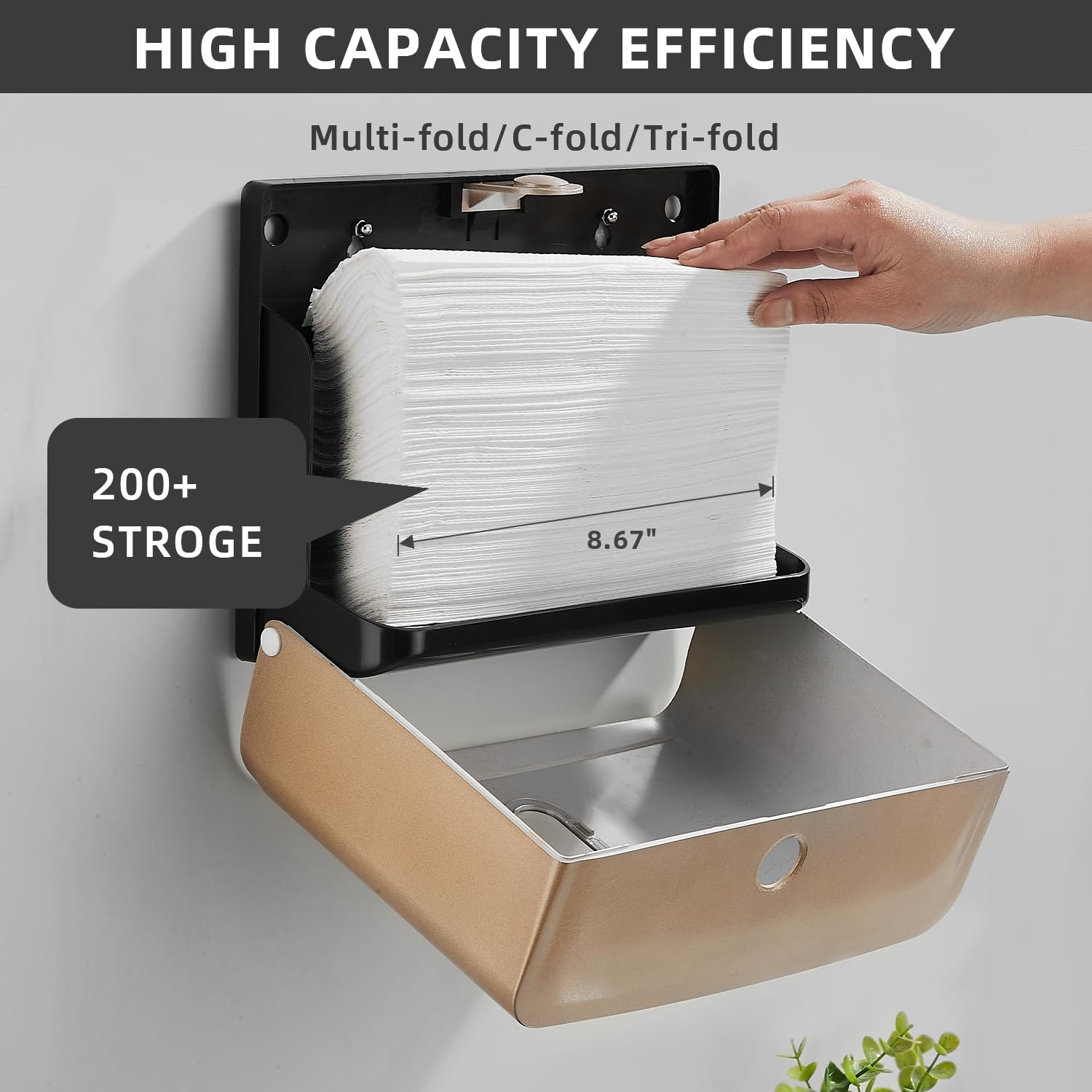 Dispensadores de Toallas de Papel para Montaje en Pared, Soporte de Toalla de Papel Plegable múltiple, sin taladrar ni Instalar Tornillos, dispensador de Toallas de Mano Comercial para baño,