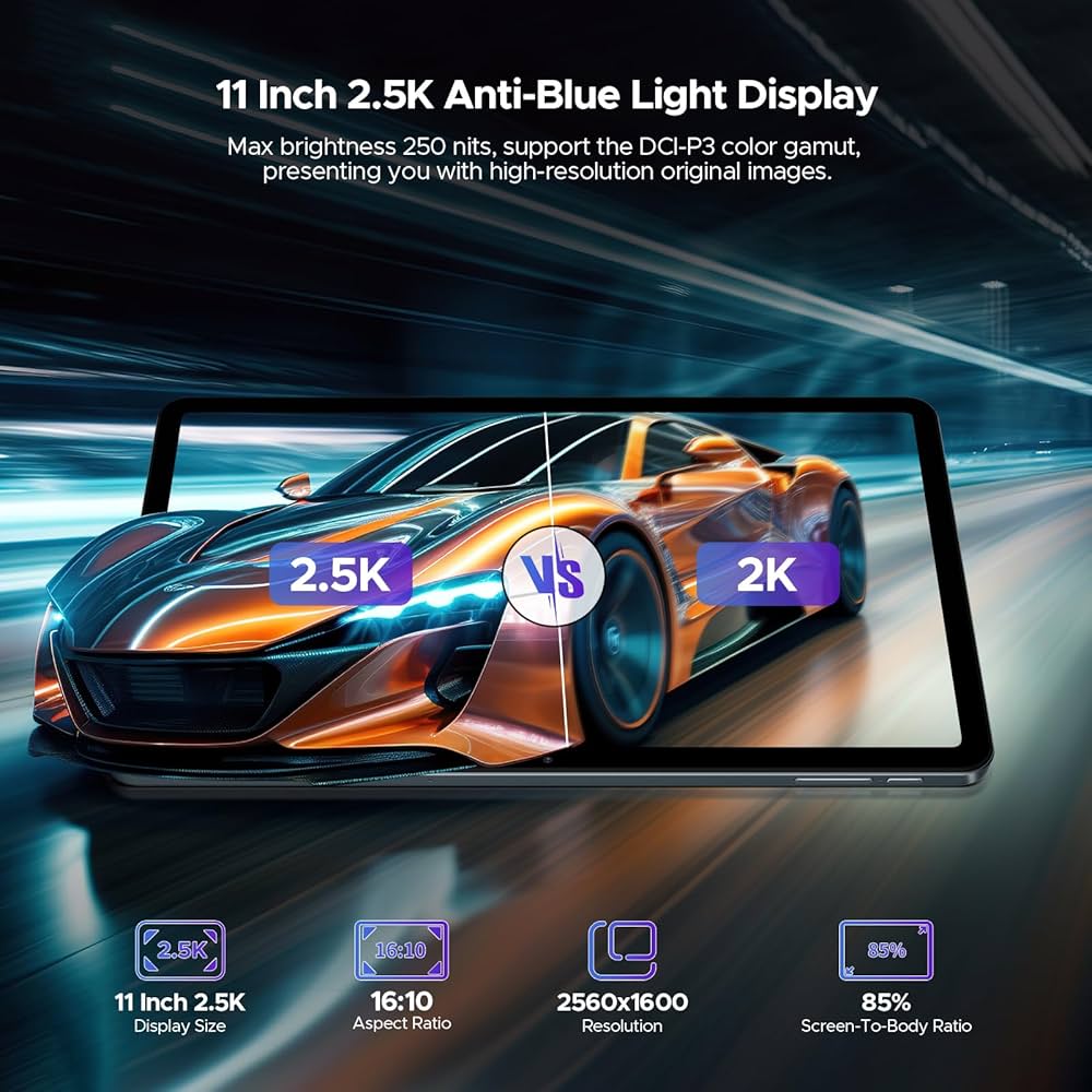 DOOGEE T30 Ultra Tablet 2.5K 11 Inch, Helio G99 Octa-Core 2.2GHz Android Tablets, 8580mAh/18W, 32(12+20) GB RAM 256GB ROM (TF 2TB) Tablet, 16+8MP & Tu00dcV & 2.4G/5G WiFi, Widevine L1, Black
