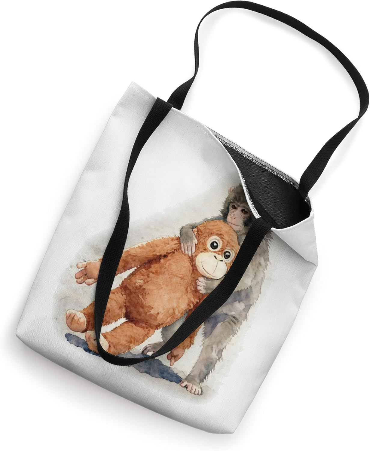 Punch – Cute Baby Monkey & Orangutan Stuffed Toy Watercolor Tote Bag