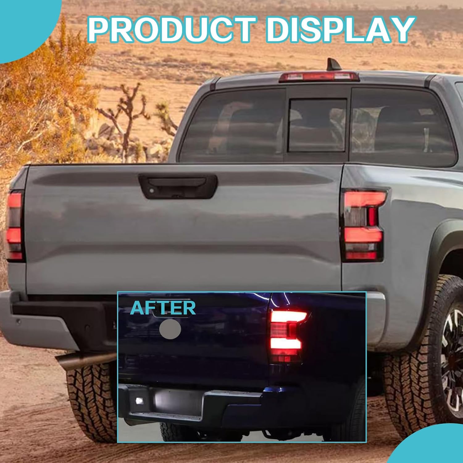 Full LED Rear Brake Tail Lamp Compatible with Nissan Frontier 2022 2023 2024 2025 Red Taillight Assembly W/Bulbs for NI2801215 265509BU2A(Right Side)