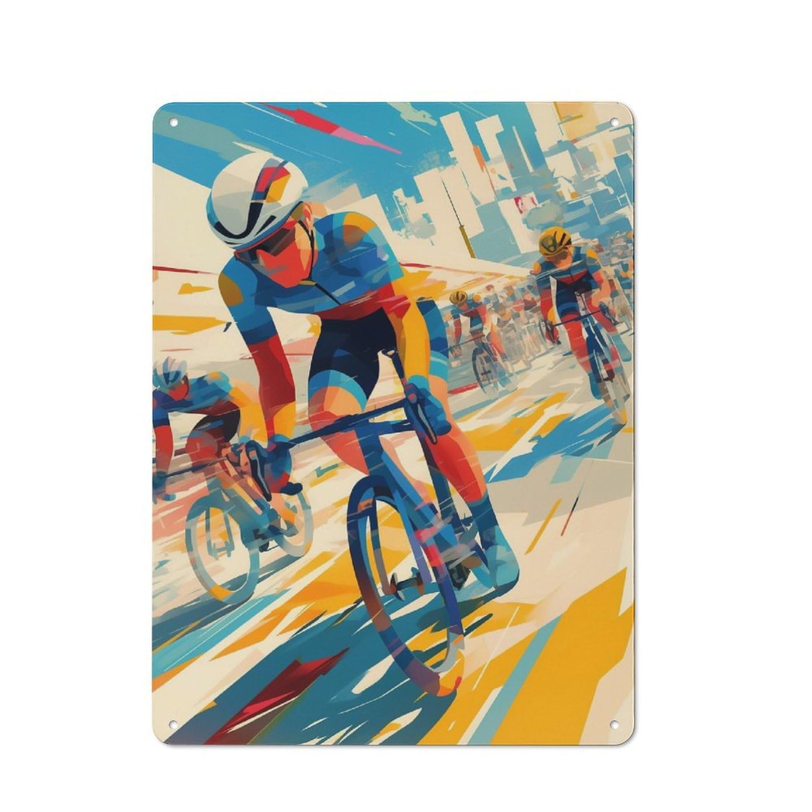 Junmoney Cycling Race Illustration Vintage Tin Sign 40X30cm With For Guest Room Or Hallway, For Collectors Decorating Guest Rooms And Hallways