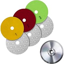 3 Step Diamond Polishing Pads 4 Inch Dry/Wet Grinding Pads for Granite, Marble, Artificial Stone Aluminum Backer pad Included