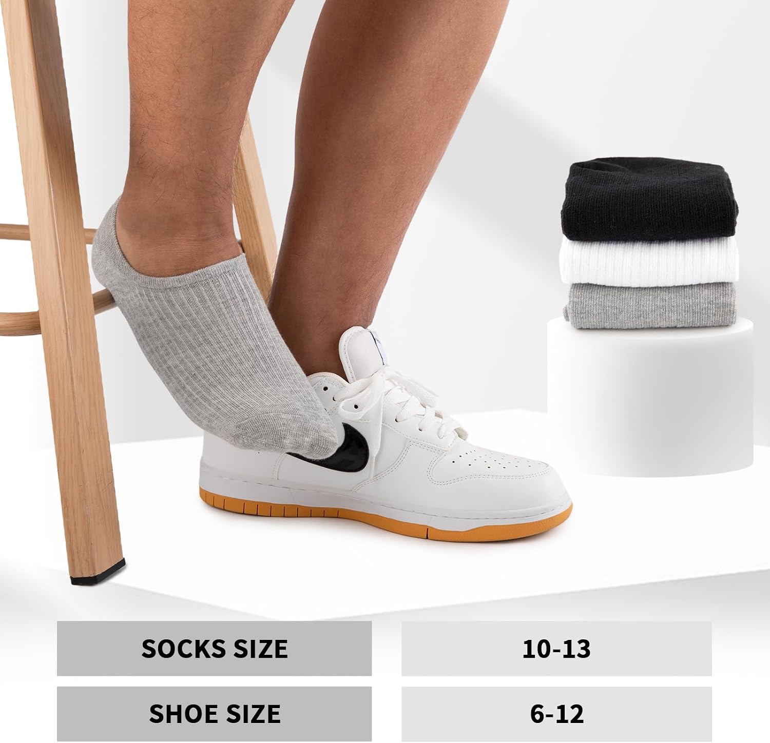 COOVAN No Show Socks for Men 7 Pack Cotton Casual Basic Invisible Socks with Non Slip Grip