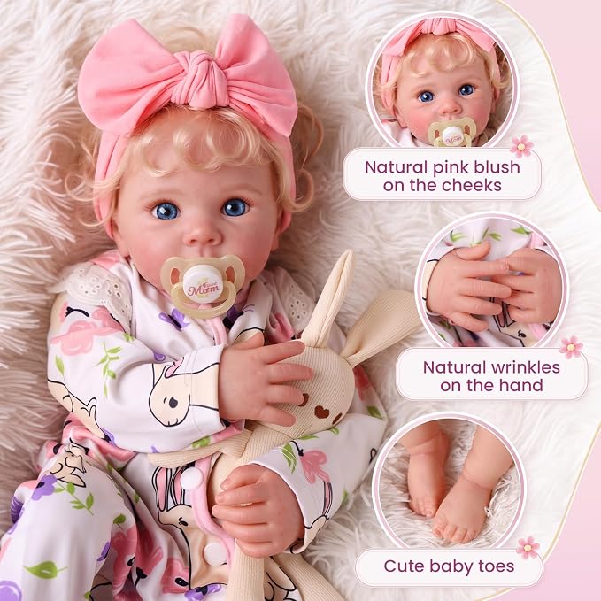 Muñeca Bebé Reborn de Vinilo Suave 17 Pulgadas miniatura 2