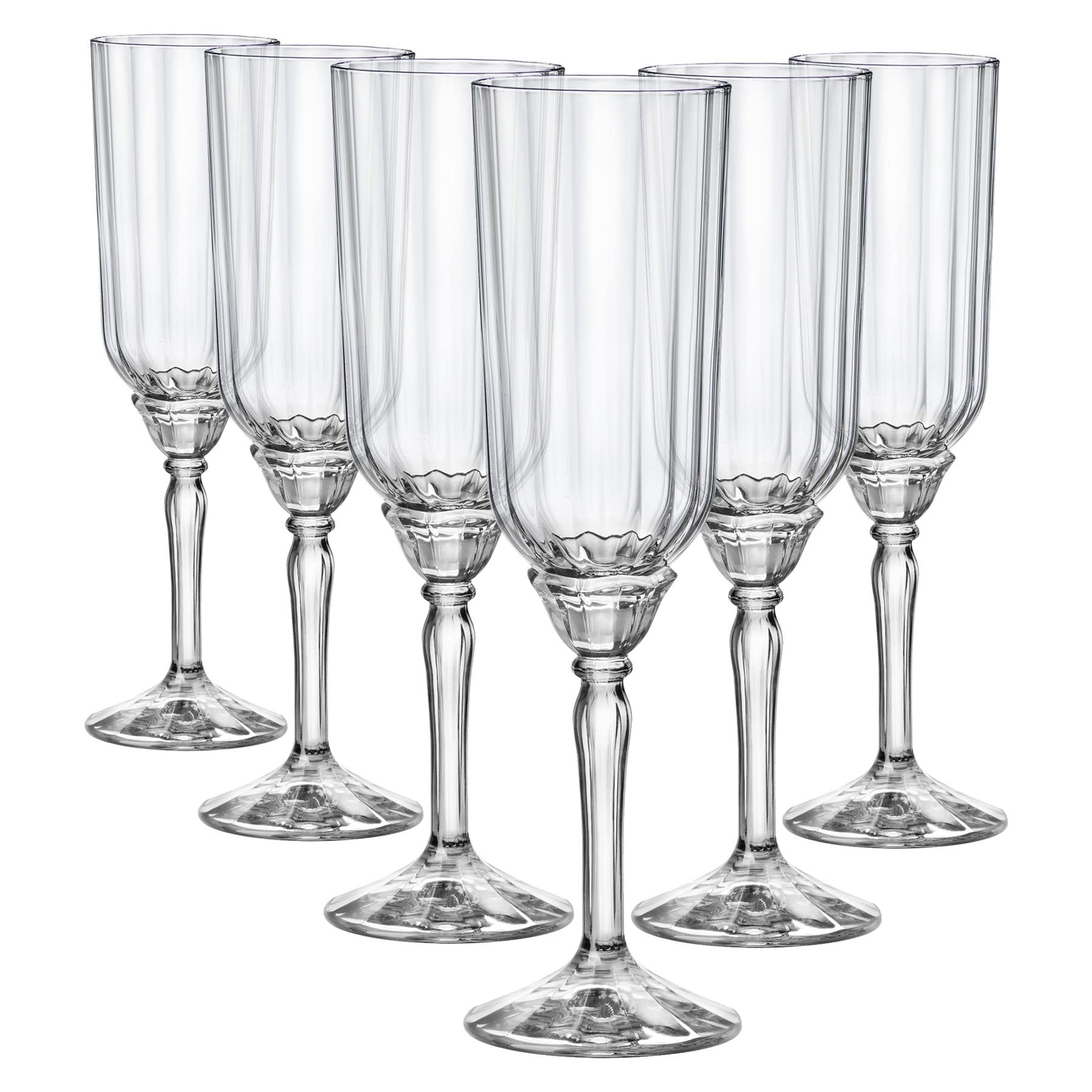 Bormioli Rocco – Set 6 Calici Prosecco Florian in Vetro Trasparente 21 cl – Eleganti, Resistenti, Ideali per Spumanti e Vini Frizzanti