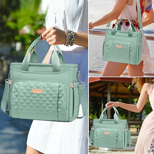 Miniatura 6 de AIJIEKE Bolsa de almuerzo para mujer, bolsa de almuerzo aislada para el trabajo, bolsa enfriadora extra grande abierta a prueba de fugas con correa