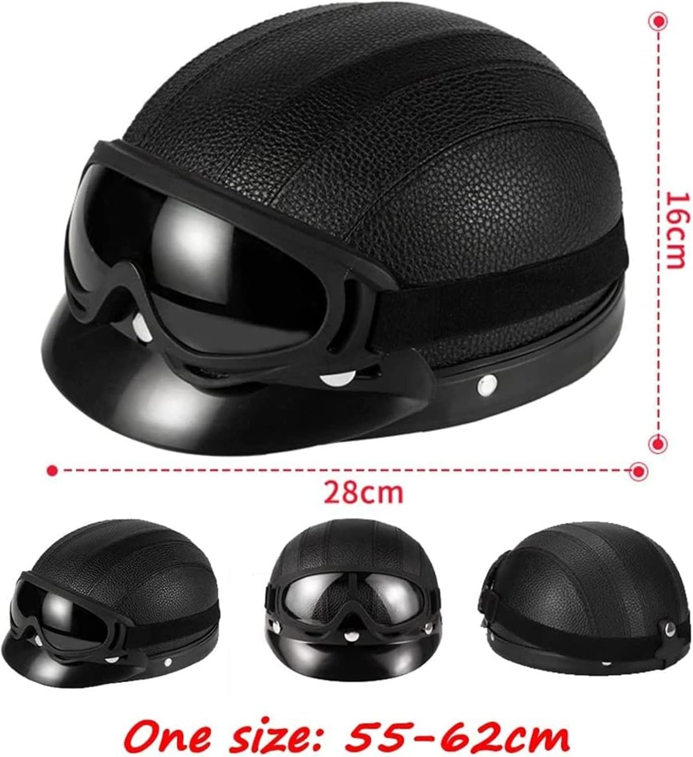 Casco Retrò, Casco Da Motociclista,Casco Jet, Casco Da Motociclista Retrò Leggero Con Occhiali,Certificato ECE,Casco Da Motociclista,Cruiser,Scooter,Mezzo Casco,Uomo E Donna,ABS