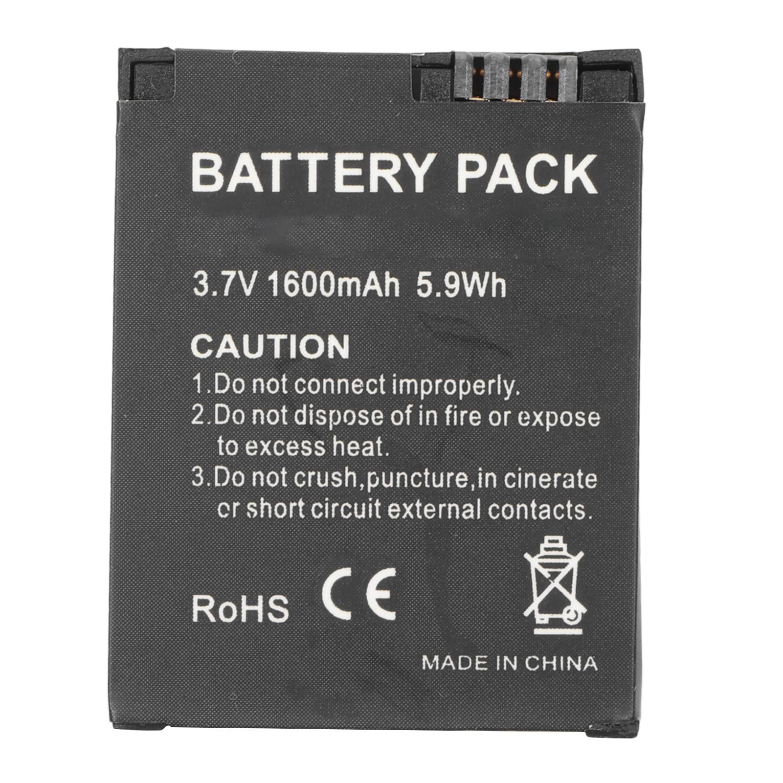 Batterie de Remplacement pour Caméra d'action pour 3/3+, 1600 MAh 3,7 V 5,9 Wh, Batterie Lithium-ION Rechargeable Compacte et Portable, Accessoires pour Caméra de Sport