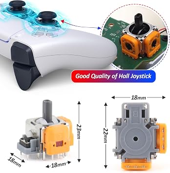 2 Pieces for PS5 Hall Effect Joystick Compatible with Play Station 5 PS5 Joystick 3D Analog Sensor Stick with 2 Pieces Thumb Cap Thumbstick Repair Kit Replacement
