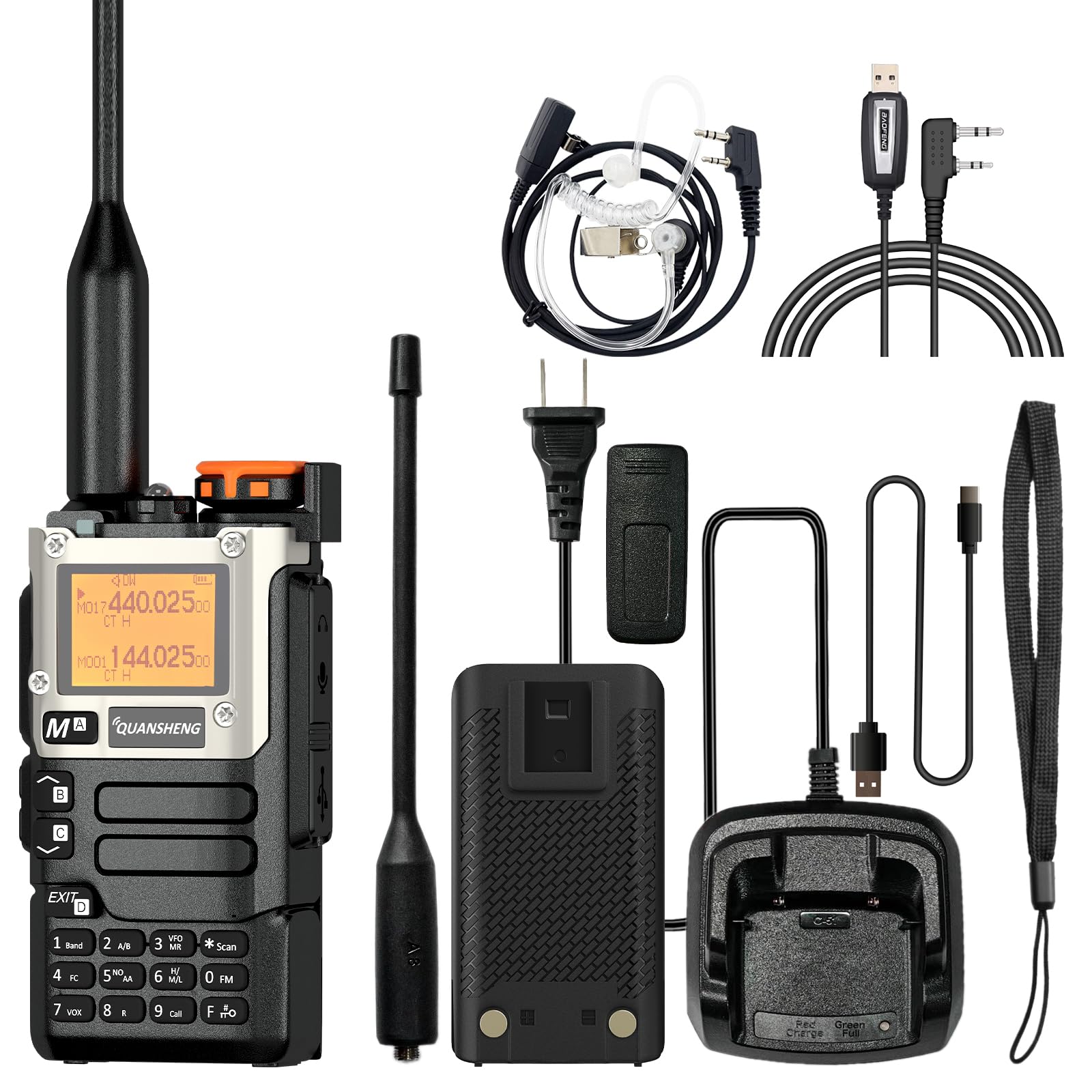 Quansheng UV-K5(8) Radio USB-C Charging Two Way Radio Long Range with NOAA for Adults 5W U/V Dual Band DTMF AM FM Walkie Talkie Rechargeable UV-K6 Air