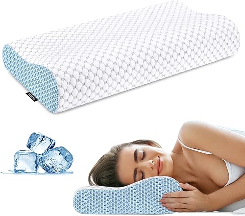 Almohada cervical para el cuello para aliviar el dolor, almohadas ergonómicas de espuma viscoelástica de contorno, almohada refrescante para dormir,