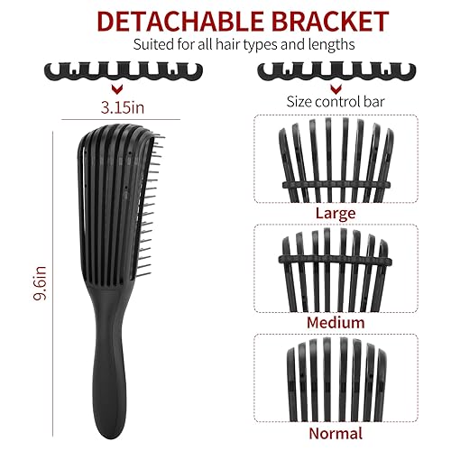 Miniatura 3 de Juego de cepillos para el cabello rizado, desenredante para cabello afroamericanoafricano texturizado 3a a 4c, cepillo desenredante para mujeres,