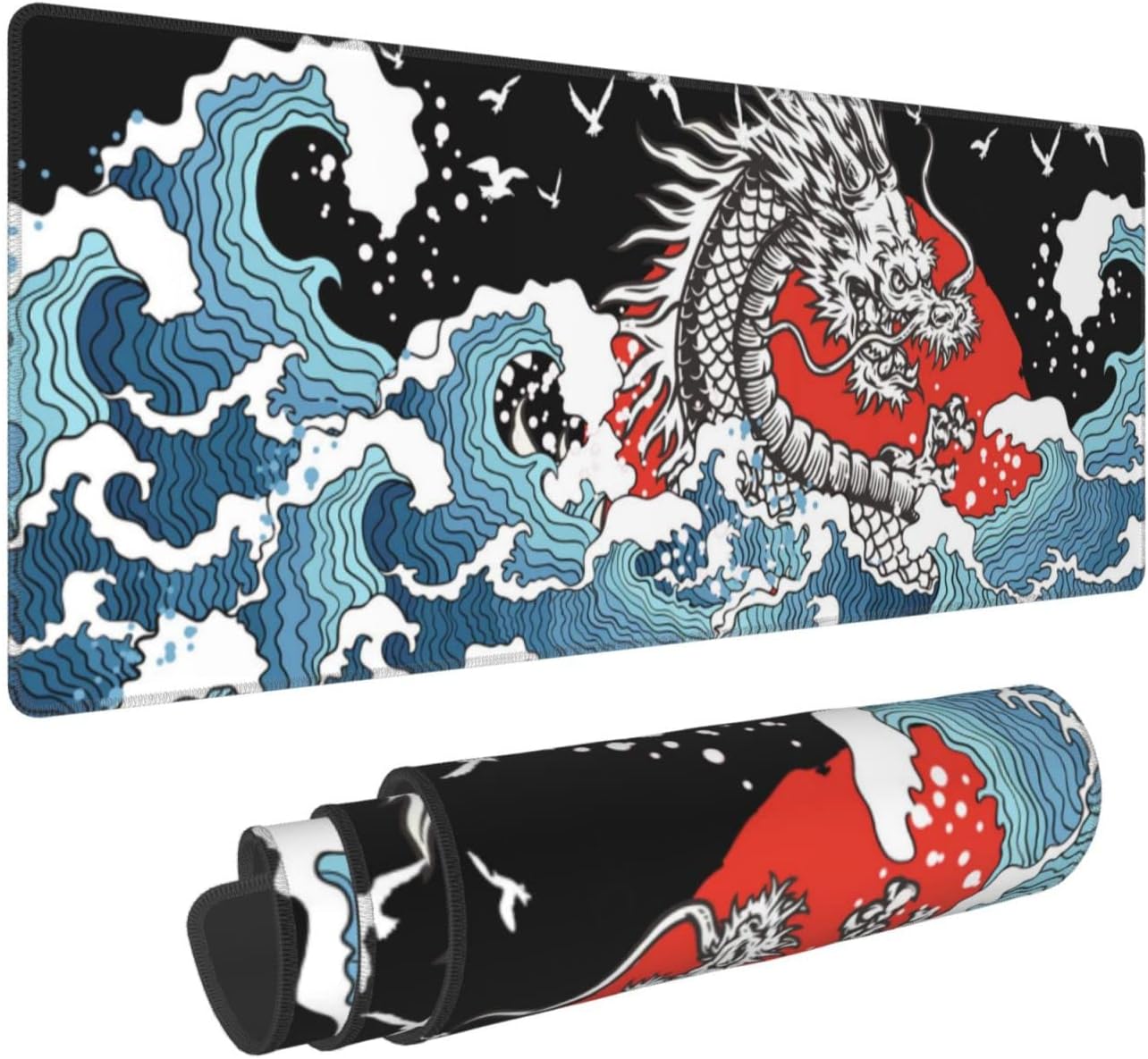 Japanese Sea Wave Large Gaming Mouse Pad, Great Kanagawa
