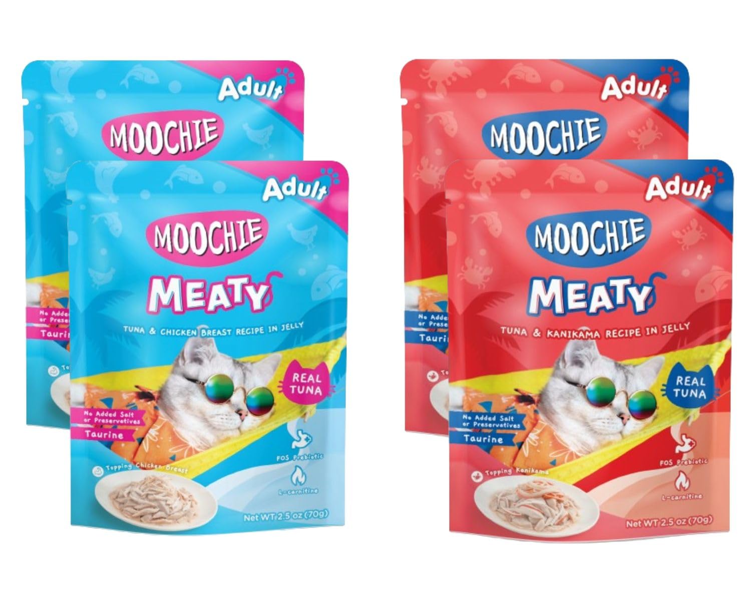 MOOCHIE Meaty Wet Cat Food Grain-Free Gravy for Cats, with 2 Different Flavour for Cats, Tuna & Kanikama and Tuna & Chicken Breast (Pack of 4 x 70g) (B0D3VC8C1Q) Amazon Price History, Amazon Price Tracker