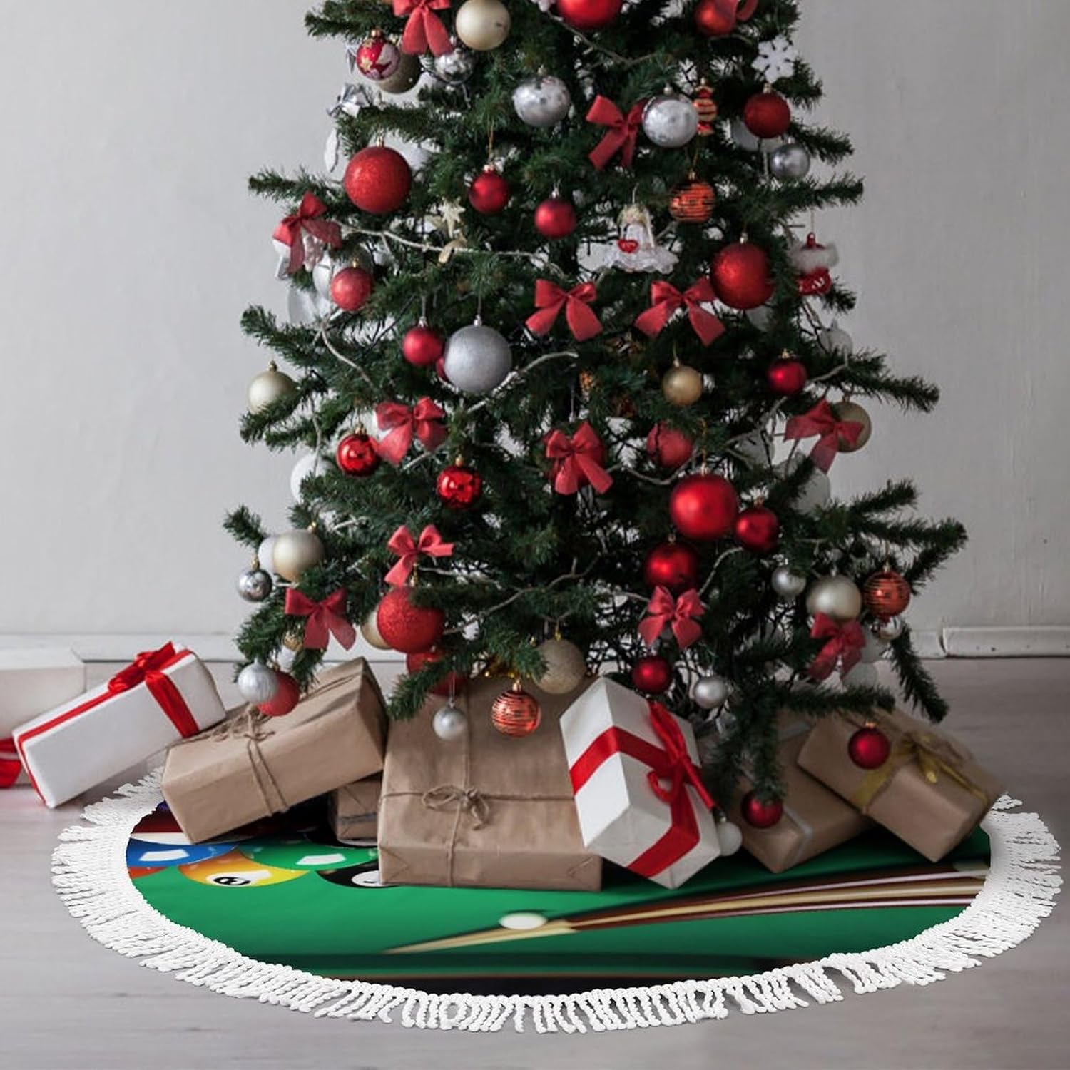 Billiards Printed Christmas Tree Skirt 48 Inch Tree Skirt Christmas Tree Collar Christmas Tree Decorations Winter Xmas Tree Mat