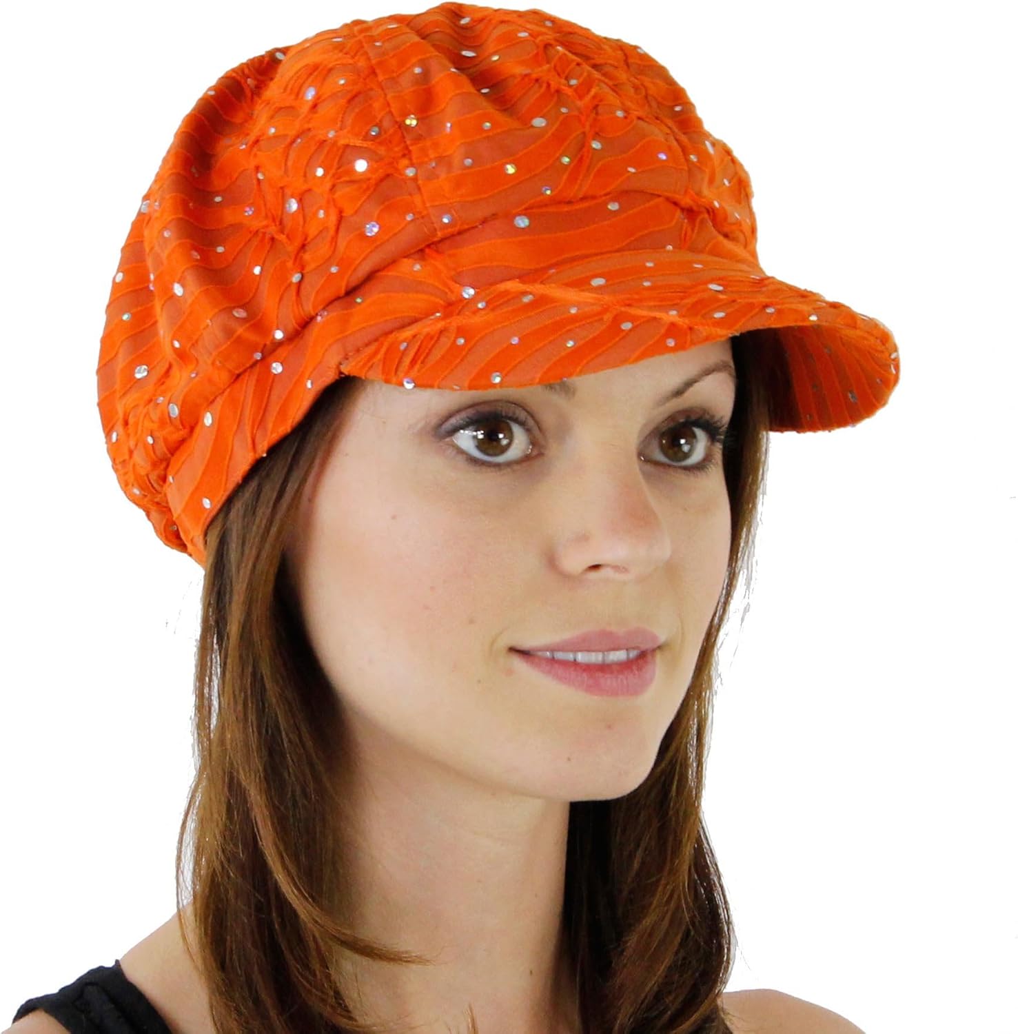 Greatlookz Fashion Glitter Sequin Trim Newsboy Style Relaxed Fit Cap