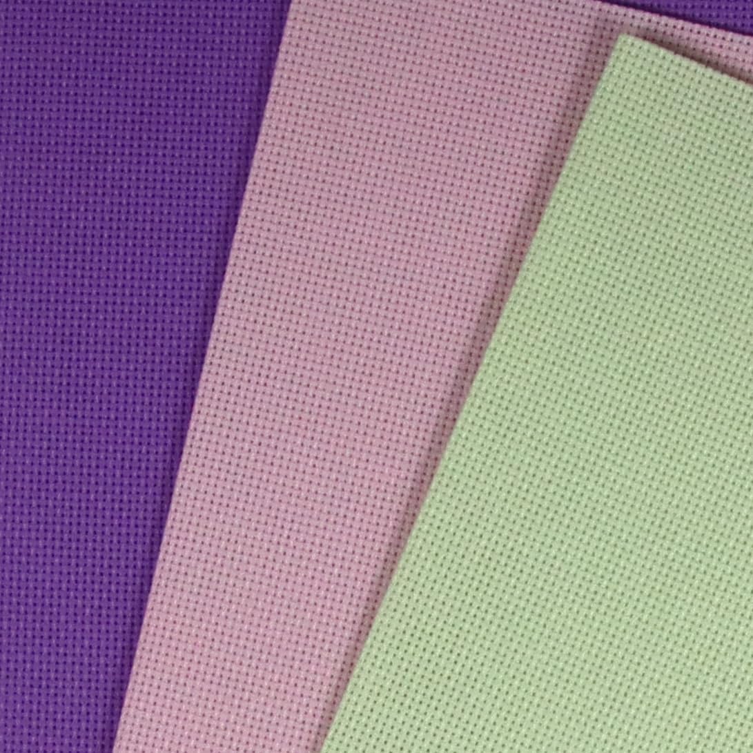 KCS 3 pc of 12" x 18"(30cmx45cm) 18CT Counted Cotton Aida Cloth Cross Stitch Fabric (Lavender+Pink+Light Green)