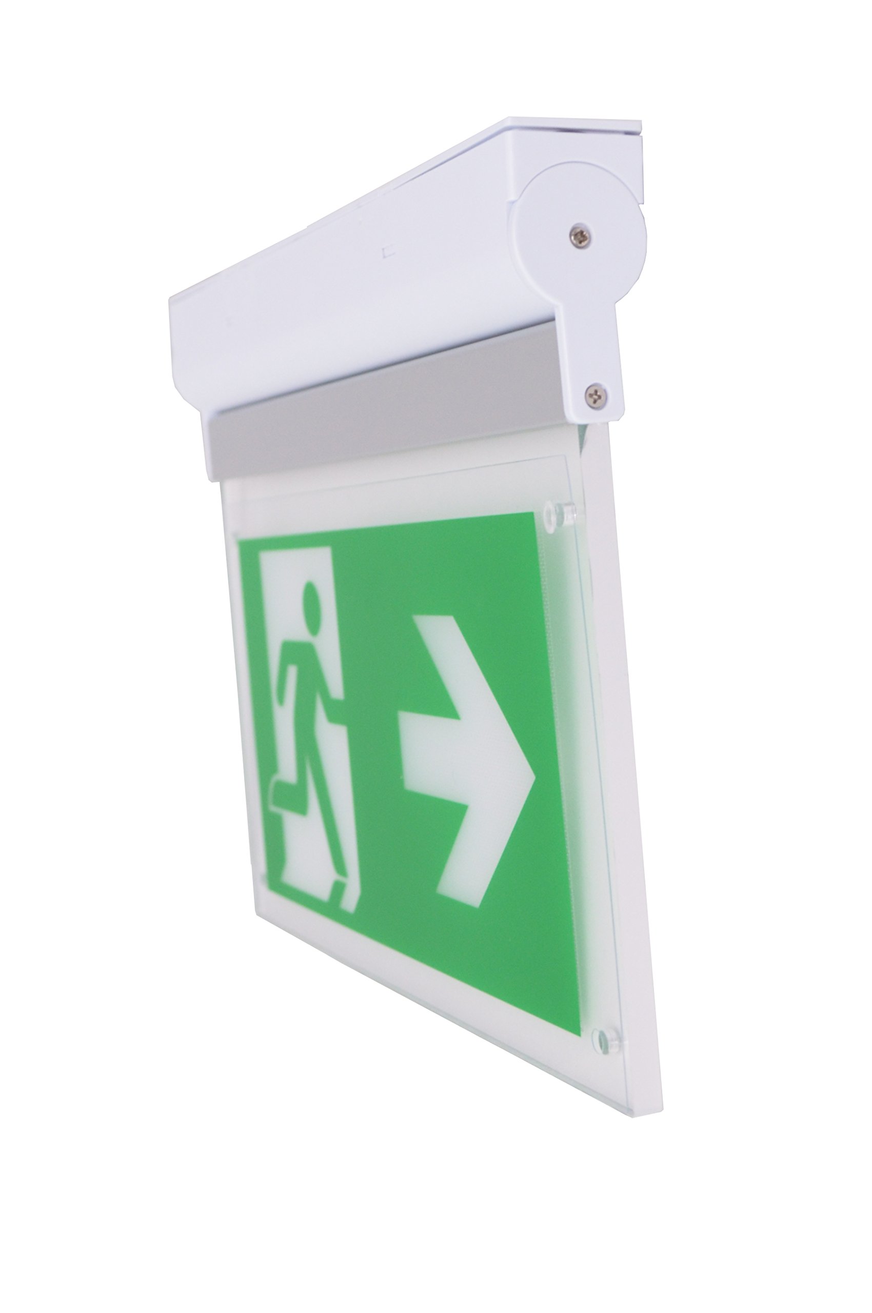 Intratec Notleuchte – Notausgangsschild nachleuchtend mit Autotest Funktion – LED Schild mit Akku für Wand- u. Deckenmontage – LED Schild gemäß DIN – 300x50x230mm