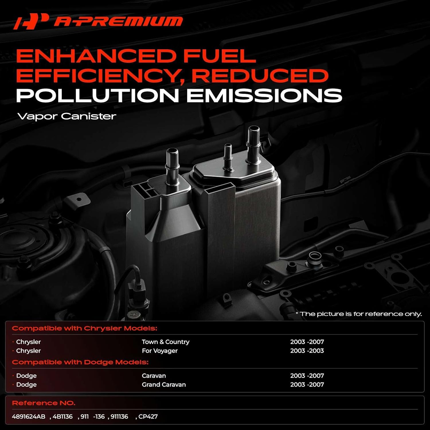 A-Premium Vapor Canister Compatible with Dodge Grand Caravan 2003-2007, Caravan 2003-2007 & Chrysler Town & Country 2003-2007, Voyager 2003