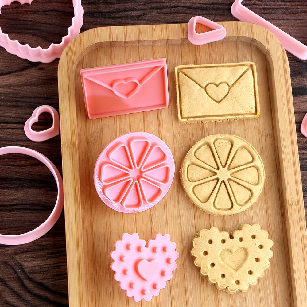 3pcs Mini Herz Ausstechformen Set Zitrone Umschlag Herz Ausstechformen für Kinder & Erwachsene Hochzeit Kunststoff 3D Ausstechformen Set Fondant Stempel Keksformen DIY Backwerkzeug