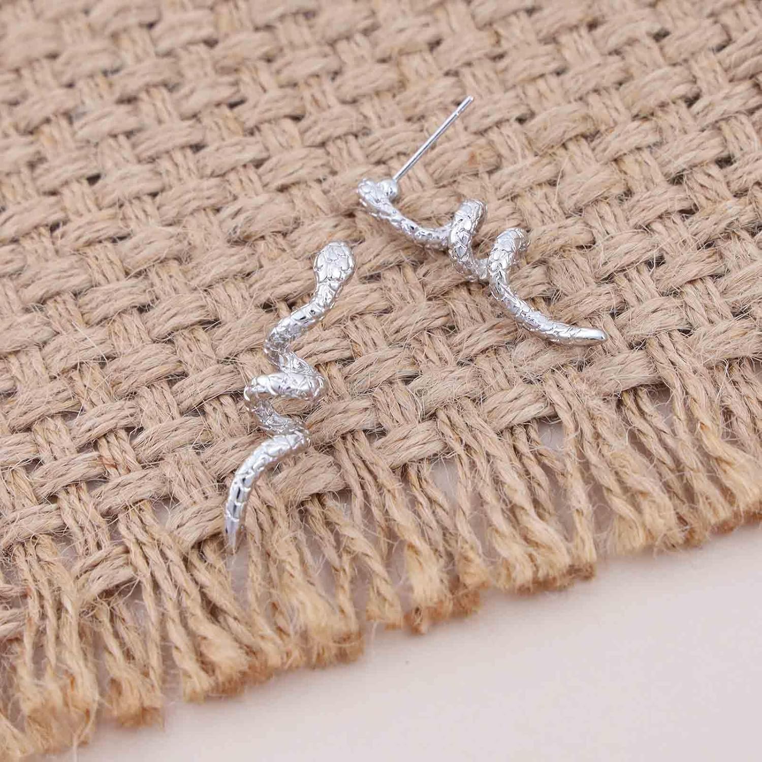 Punk Gold Snake Stud Earrings Spiral Snake Drop Earrings Serpent Animal Earrings Metal Snake Dangle Earrings Gothic Sanke Statement Earrings Jewelry for Women - Image 3