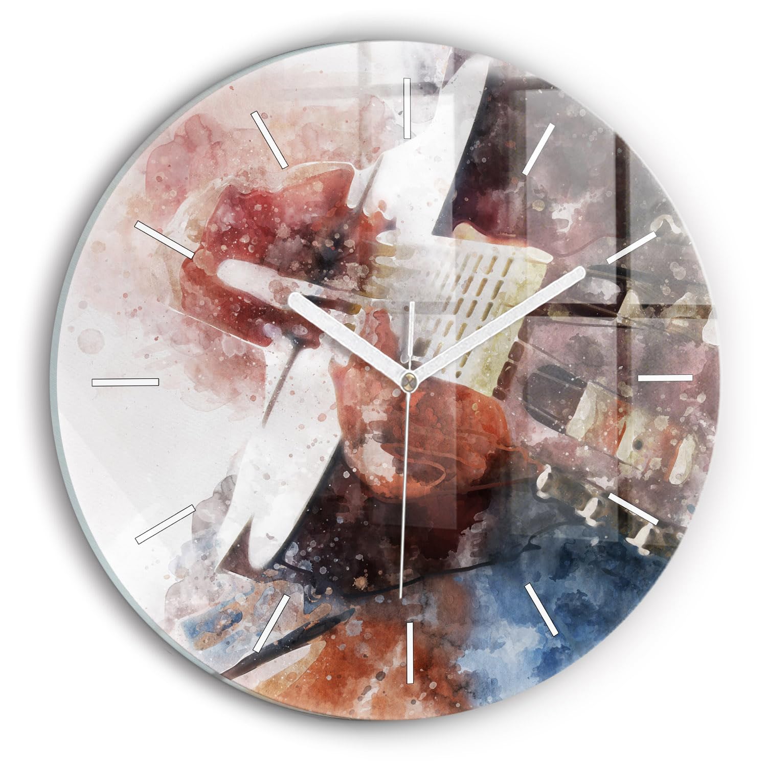 Horloge en verre 30 cm Wallfluent au design moderne et mécanisme silencieux