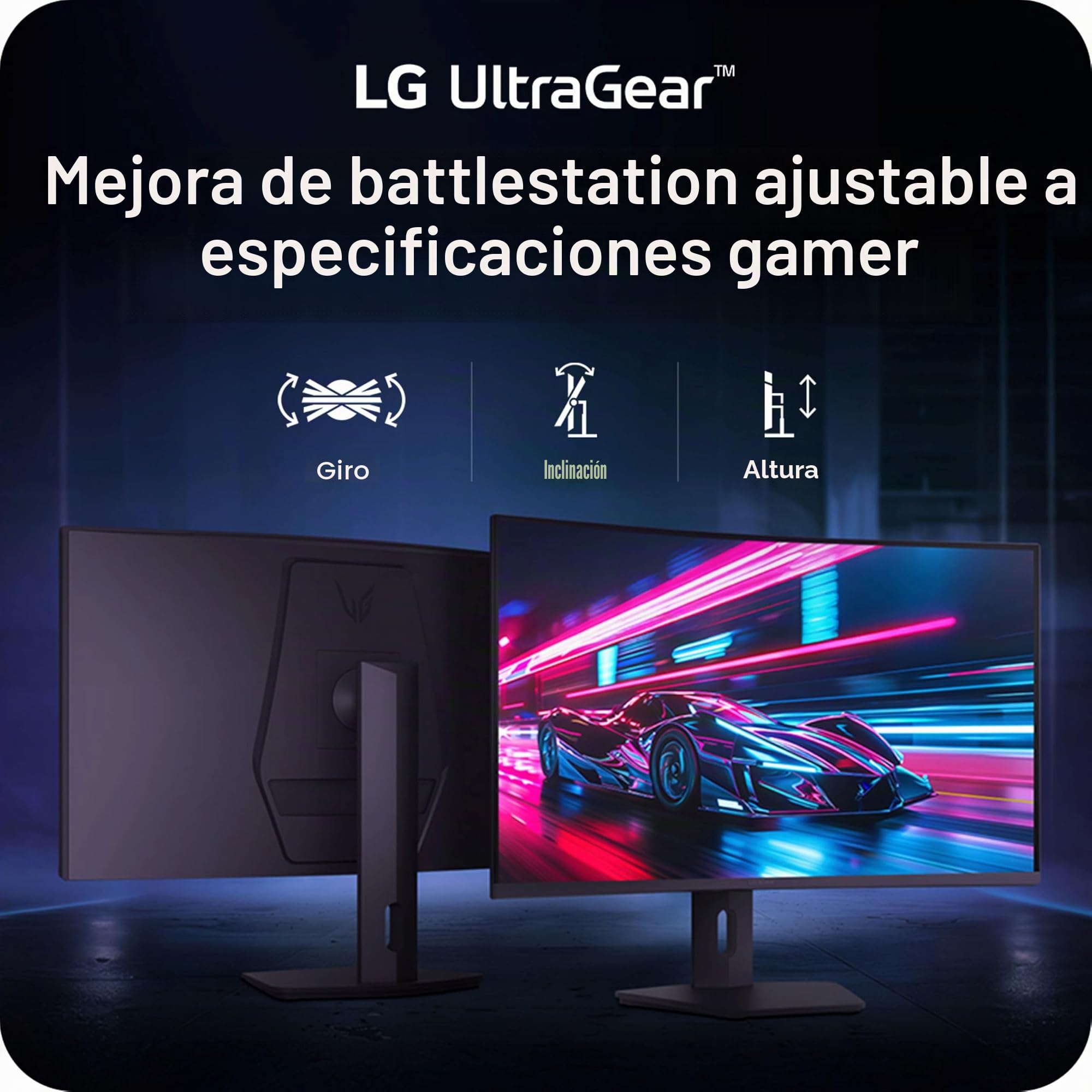 LG 32G600A-B Ultragear QHD (2560 x 1440) Monitor Curvo para Juegos, 180 Hz, 1 ms, AMD FreeSync, HDMI, DisplayPort, Soporte Ajustable, inclinación/Altura/Giratorio, Negro
