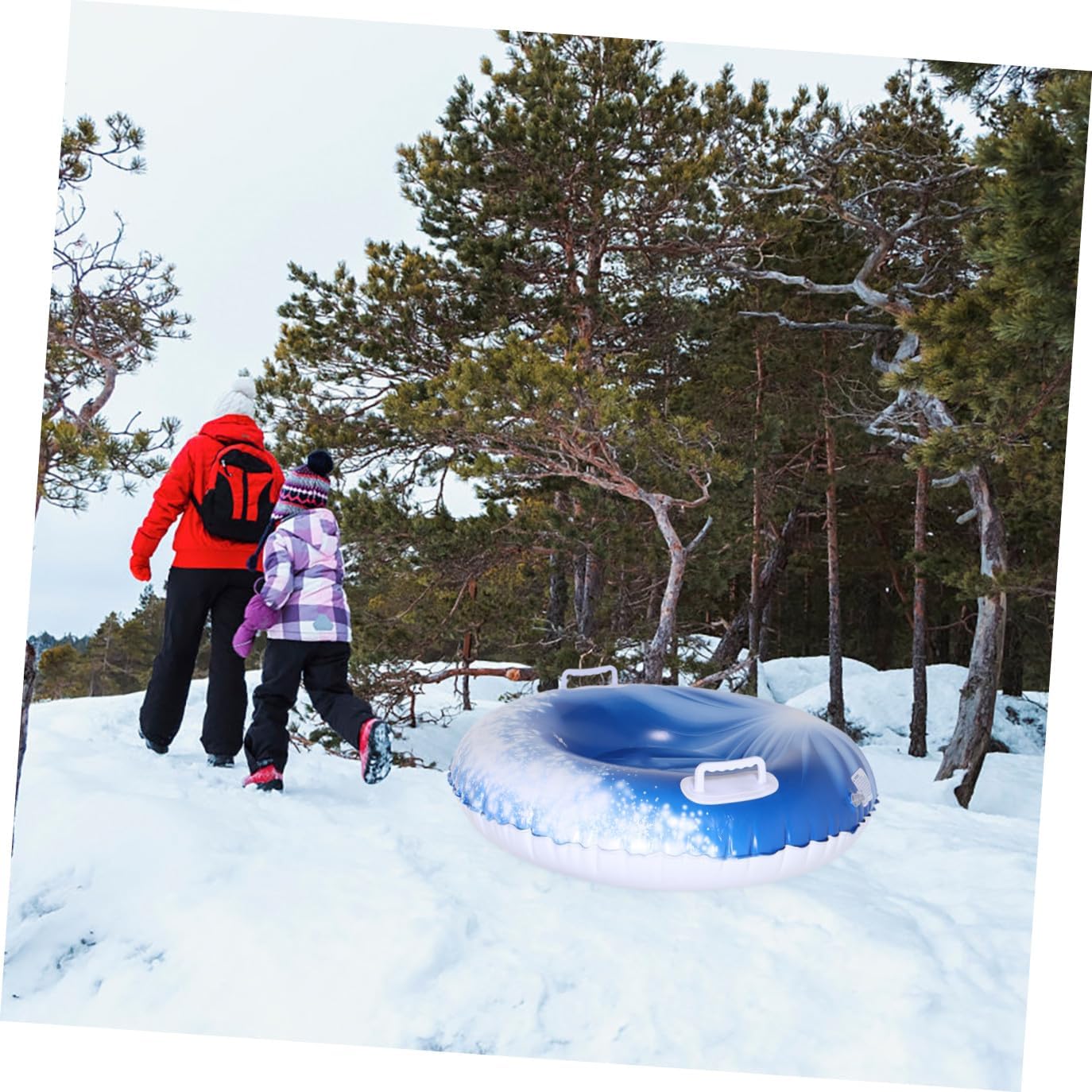 Outanaya Inflatable Snow Tube Sled and Teens PVC Winter Snow Sled with Handles Heavy Duty Tube for Outdoor Sports and Sledding Fun