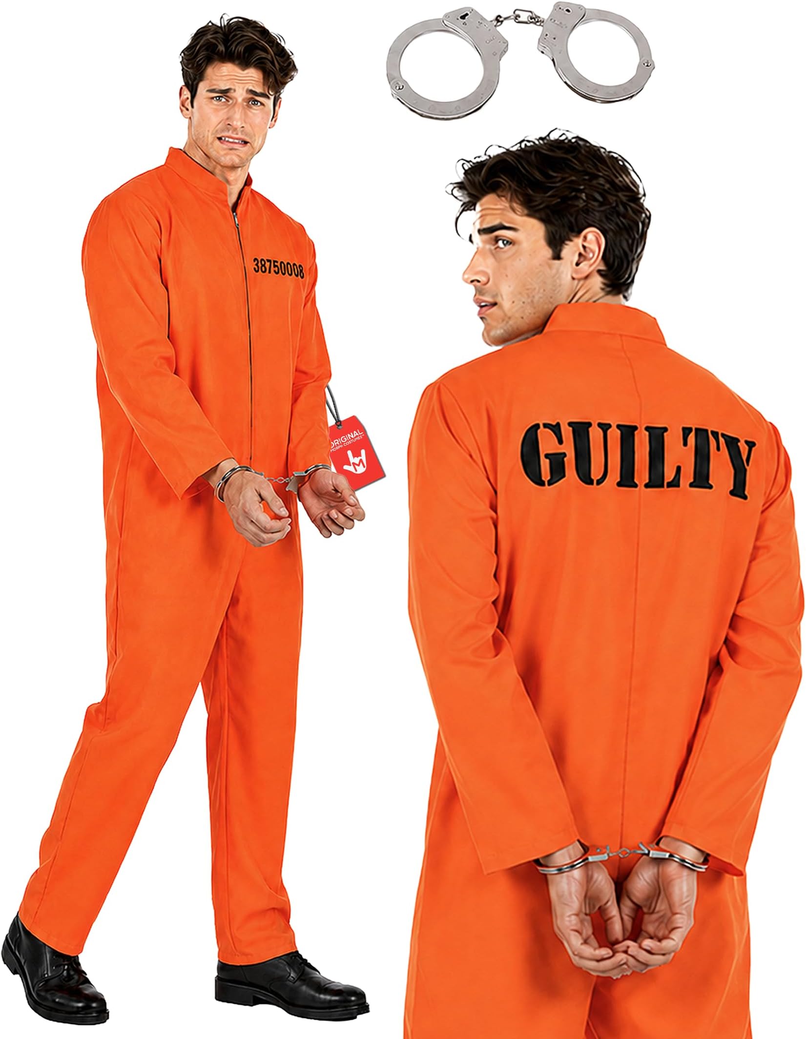 Fun Shack Prisoner Costume Men, Orange Jumpsuit, Convict Costume
