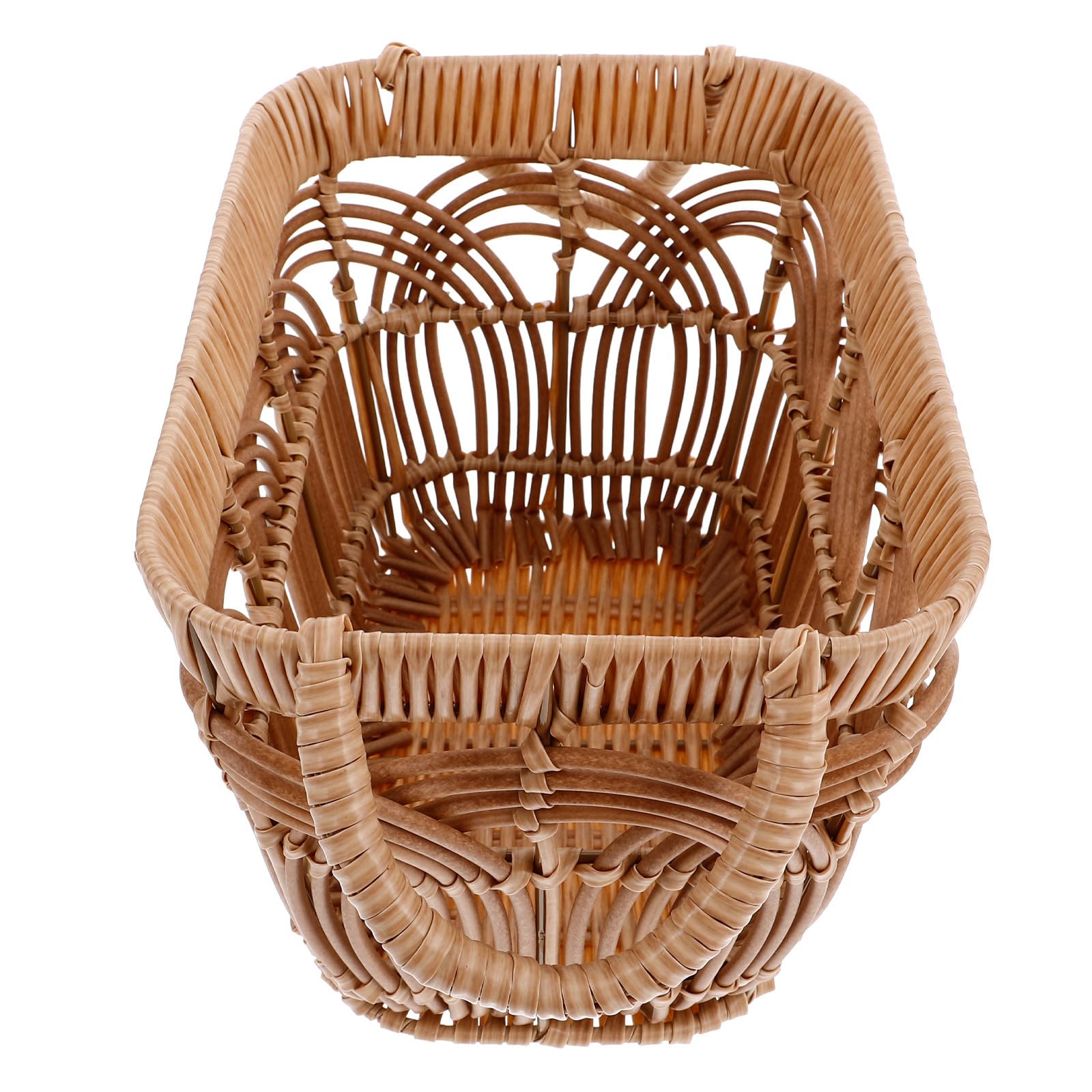 Cesta de mimbre vintage indeformable AKOOSY con asa para entrada